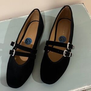 Tahari Black Double-Strap Mary Jane Flats